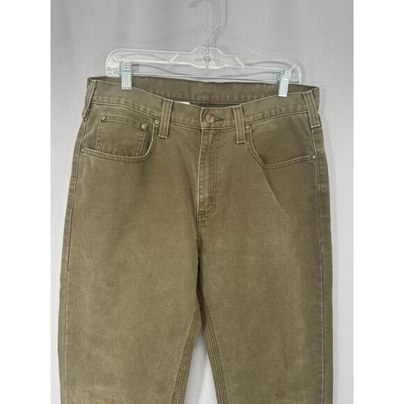 Carhartt Jeans Mens 34x34 Brown Relaxed Fit Duck Canvas Work Casual Pants Trash - Picture 5 of 16